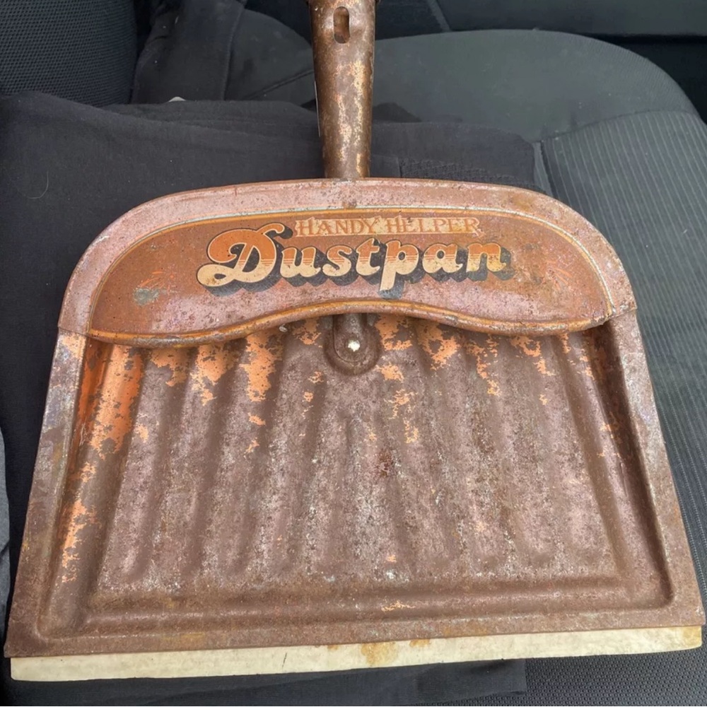 Vintage J.V Reed Handy Helper Metal Copper Dustpan USA Retro Cleaning Décor